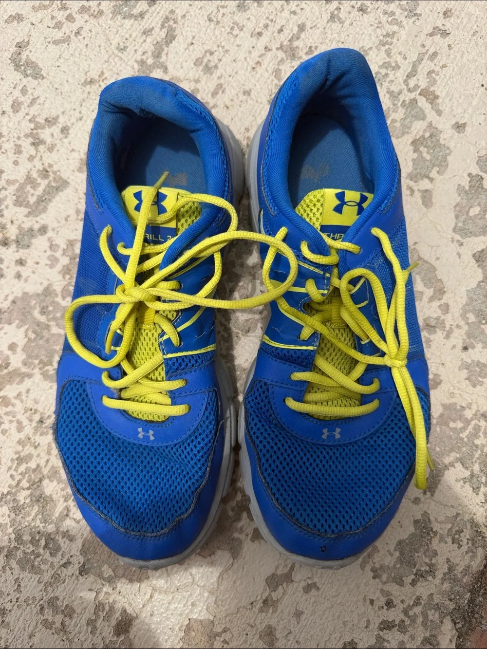Under Armour Blue Athletic Sneakers with Yellow Laces